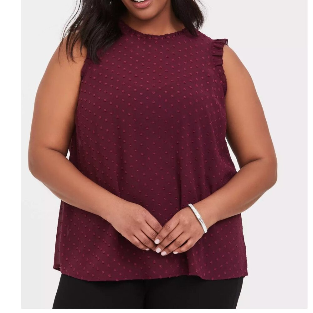 GUC Torrid Chiffon Swiss Dot Mock Neck Tank